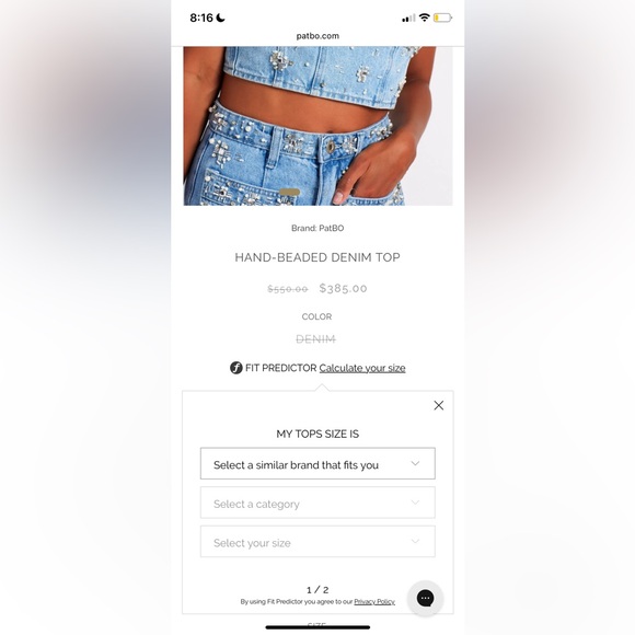 PatBo Hand-beaded Denim Top NWT - Picture 13 of 16